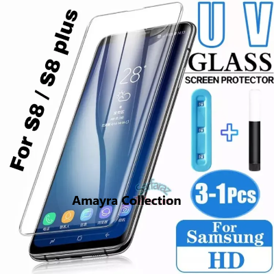 Picture of Samsung Galaxy S8 (A+ GRADE) Premium UV Tempered Glass Screen Protector Curved with Liquid Glue and UV Light -Transparent Clear