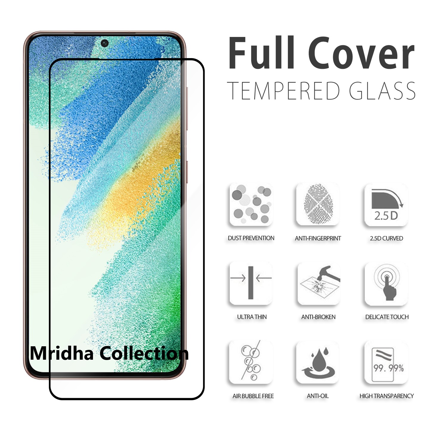Picture of Samsung Galaxy S22 5G (5D 9D 11D 13D 21D) Screen Protector Tempered Glass Film 9H Hardness Full Coverage No Bubbles and Fingerprint Scratch-Resistant