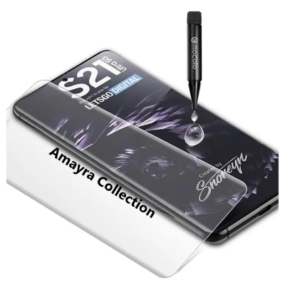 Picture of Samsung Galaxy S21 (A+ GRADE) Premium UV Tempered Glass Screen Protector Curved with Liquid Glue and UV Light -Transparent Clear