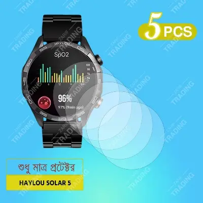 Picture of Haylou Solar 5 Smart Watch Screen Protector HD Clear Ultra-Thin Glass Full Coverage Scratch & Fingerprint Resistant (5 Pcs)
