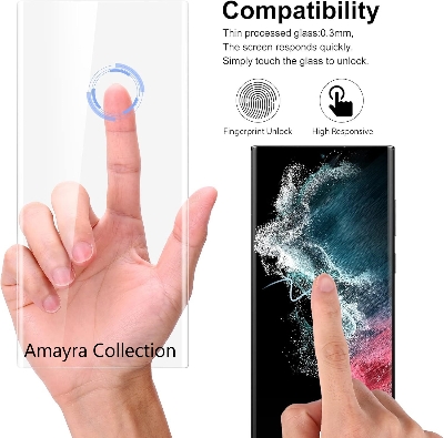 Picture of Samsung Galaxy S22 Ultra 5G (A+ GRADE) Premium UV Tempered Glass Screen Protector Curved with Liquid Glue and UV Light -Transparent Clear