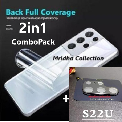Picture of 2in1 Back Protector Combo Pack for Samsung Galaxy S22 Ultra 5G (Back Hydrogel Poly Protector + 3D Camera Lens Protector Glass)