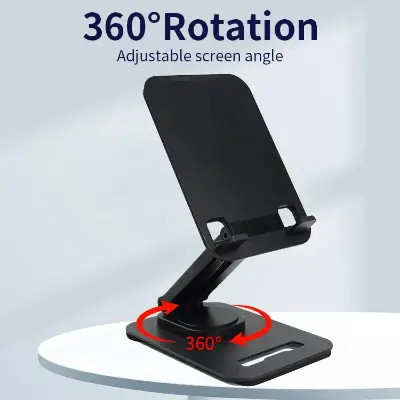 Picture of Jmary MK-62 Adjustable Desktop Mobile & 360° Rotating Tablet Holder Sturdy & Hands Free Stand (Black)