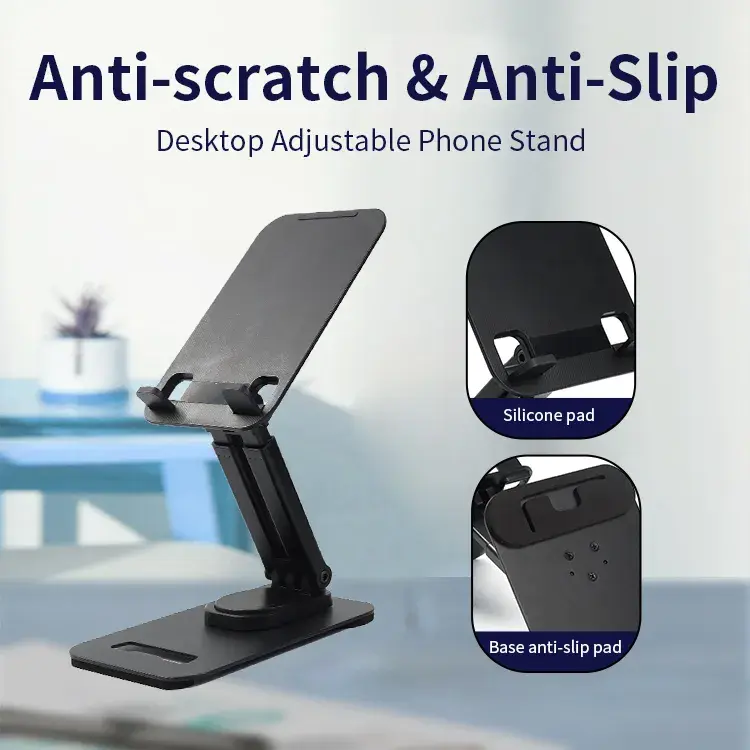Picture of Jmary MK-62 Adjustable Desktop Mobile & 360° Rotating Tablet Holder Sturdy & Hands Free Stand (Black)