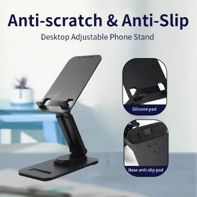 Picture of Jmary MK-62 Adjustable Desktop Mobile & 360° Rotating Tablet Holder Sturdy & Hands Free Stand (Black)