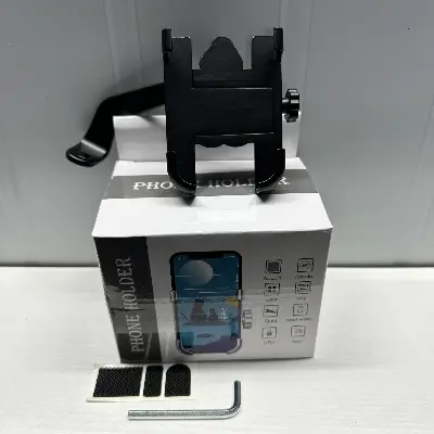 Picture of High Quality Aluminum Alloy Bike & Motorcycle Mobile Holder Adjustable Durable & Secure Phone Bracket for Riders (Mount C-2 Black)