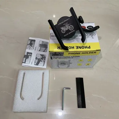 Picture of High Quality Aluminum Alloy Bike & Motorcycle Mobile Holder Adjustable Durable & Secure Phone Bracket for Riders (Mount 03-H1 Black)
