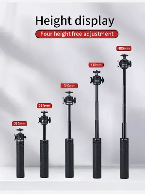 Picture of Jmary MT-29 Mini Tripod Stand with Universal Mobile Phone Holder and High Quality Aluminum Alloy Ball Head Black (Black)