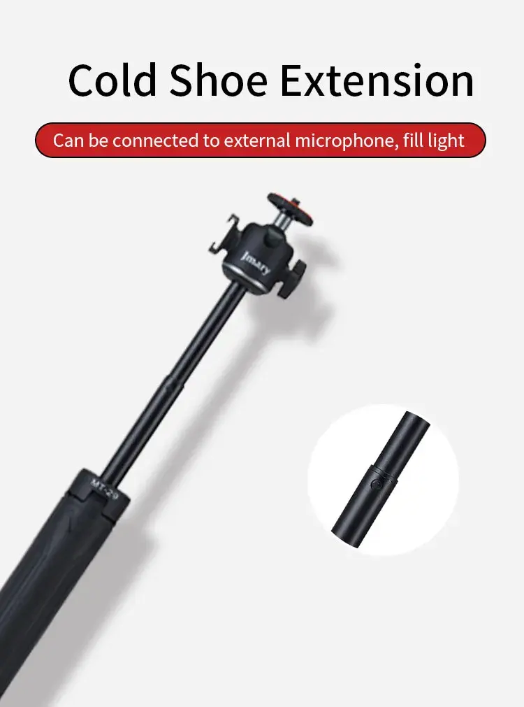 Picture of Jmary MT-29 Mini Tripod Stand with Universal Mobile Phone Holder and High Quality Aluminum Alloy Ball Head Black (Black)