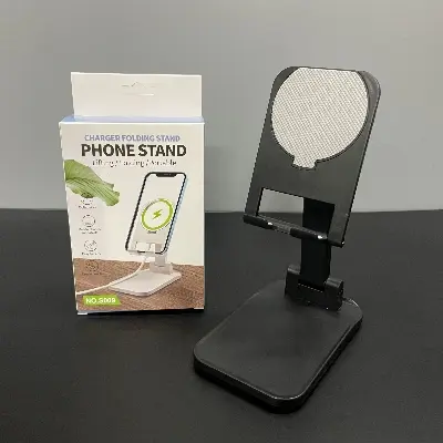 Picture of Adjustable & Foldable Phone Stand Portable Desktop Holder for Smartphones & Tablets Sturdy Non Slip Travel Friendly (Black)