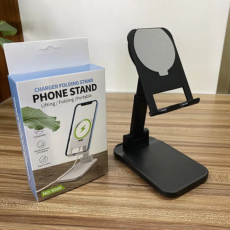 Picture of Adjustable & Foldable Phone Stand Portable Desktop Holder for Smartphones & Tablets Sturdy Non Slip Travel Friendly (Black)
