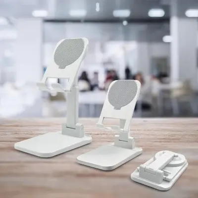 Picture of Adjustable & Foldable Phone Stand Portable Desktop Holder for Smartphones & Tablets Sturdy Non Slip Travel Friendly (White)