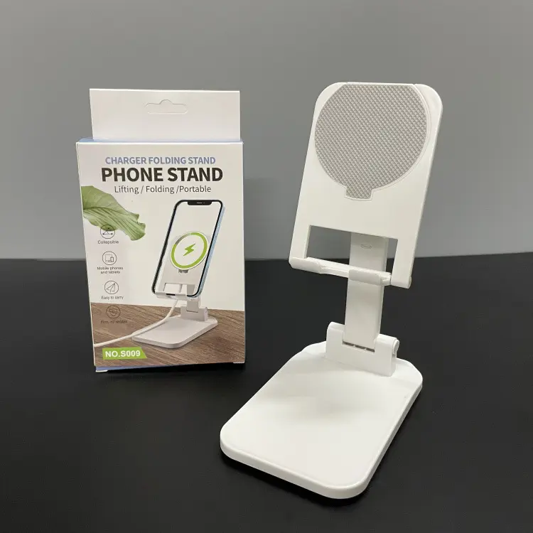 Picture of Adjustable & Foldable Phone Stand Portable Desktop Holder for Smartphones & Tablets Sturdy Non Slip Travel Friendly (White)