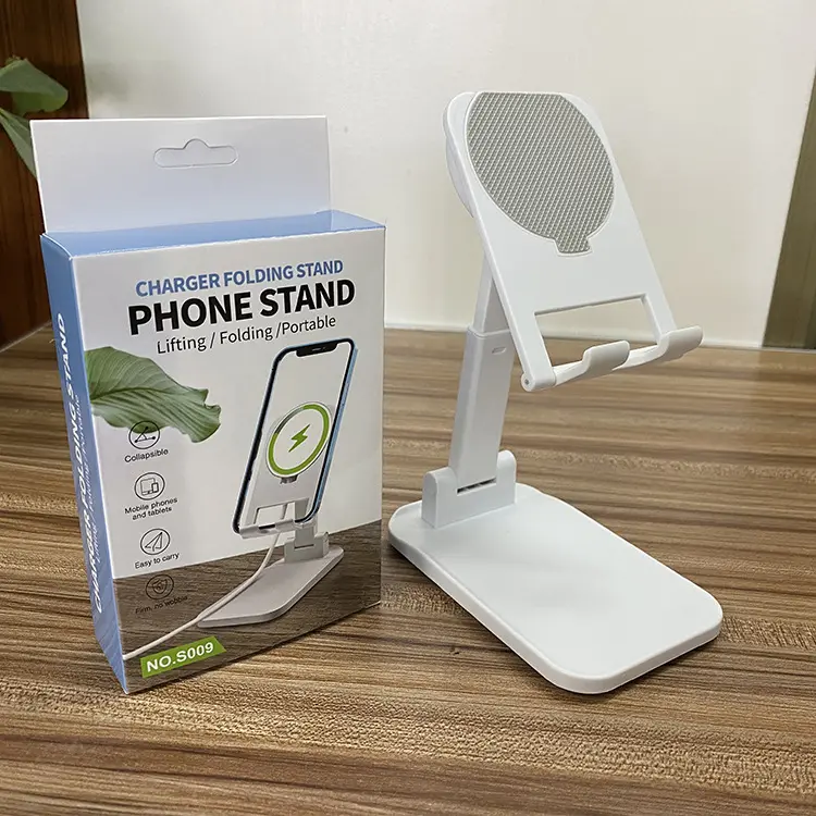 Picture of Adjustable & Foldable Phone Stand Portable Desktop Holder for Smartphones & Tablets Sturdy Non Slip Travel Friendly (White)