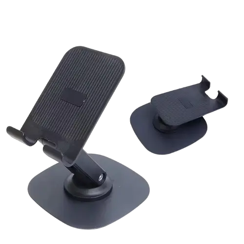 Picture of Adjustable Foldable Phone & Tablet Stand 360° Rotating Desktop Holder Anti Slip & Sturdy Design Metal Base Stand (Black)