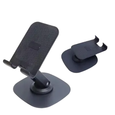 Picture of Adjustable Foldable Phone & Tablet Stand 360° Rotating Desktop Holder Anti Slip & Sturdy Design Metal Base Stand (Black)
