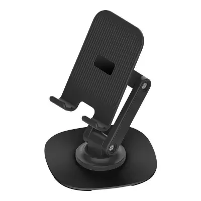 Picture of Adjustable Foldable Phone & Tablet Stand 360° Rotating Desktop Holder Anti Slip & Sturdy Design Metal Base Stand (Black)