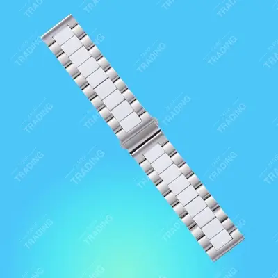 Picture of 22mm Stainless Three Beads Solid Steel Strap Band Premium Metal Strap for Smart watches & Luxury Watches Adjustable Durable & Stylish Bracelet Replacement (Silver White,Not Specified)
