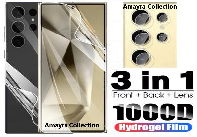 Picture of 3in1 Protector Combo Pack for Samsung Galaxy S24 Ultra 5G (Front Hydrogel Screen Protector Poly + Back Hydrogel Poly Protector + Camera Lens Protector)