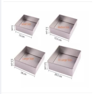Picture of 4Pcs Square Shape Cake Mold,  Make Cake, Pudding And More, Oven Proof Cake Pan Set. -Silver