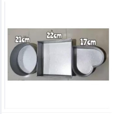 Picture of Aluminium Square/ Heart/ Round Shape Cake Mold/ Pudding Mold Full Set -Silver