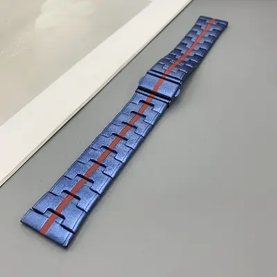 Picture of 22mm Stainless Steel Watch Band H-Link Metal Bracelet Strap with Butterfly Buckle for Smartwatches & Luxury Watches (Blue Red,Not Specified)