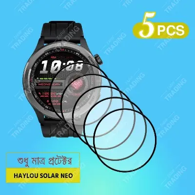 Picture of Haylou Solar Neo Smart Watch Screen Protector HD Clear Ultra-Thin Glass & PMMA Full Coverage Scratch & Fingerprint Resistant (5 Pcs Plastic)