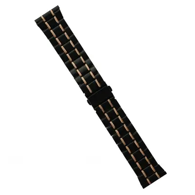 Picture of 22mm Premium Stainless Steel Watch Strap Five Bead Solid Metal Bracelet with Double Snap Clasp Compatible with Smartwatches & Traditional Watches (Kuroma & Rose Pink,Not Specified)