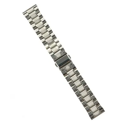 Picture of 22mm Premium Stainless Steel Watch Strap Five Bead Solid Metal Bracelet with Double Snap Clasp Compatible with Smartwatches & Traditional Watches (Silver,Not Specified)