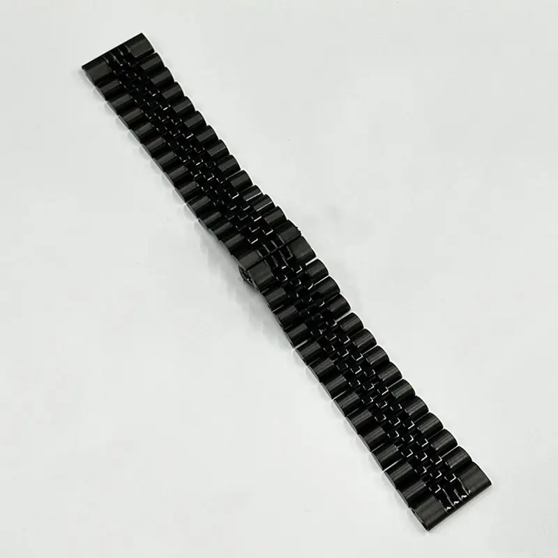 Picture of 22mm Stainless Steel Five Bead Watch Strap Premium Metal Bracelet for Smartwatches With Butterfly Buckle Jubilee Style (Black,Not Specified)