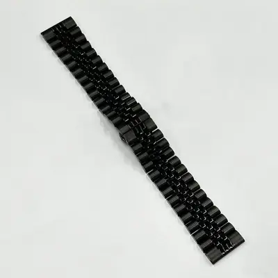 Picture of 22mm Stainless Steel Five Bead Watch Strap Premium Metal Bracelet for Smartwatches With Butterfly Buckle Jubilee Style (Black,Not Specified)
