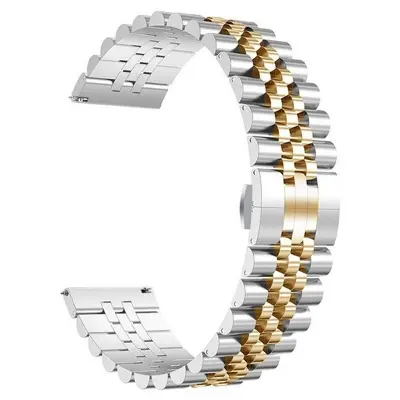 Picture of 22mm Stainless Steel Five Bead Watch Strap Premium Metal Bracelet for Smartwatches With Butterfly Buckle Jubilee Style (Silver Rose Gold,Not Specified)