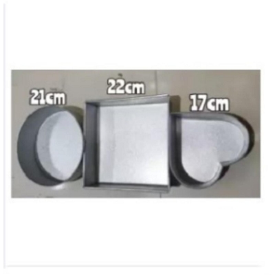 Picture of Aluminium Square/ Heart/ Round Shape Cake Mold/ Pudding Mold Full Set -Silver