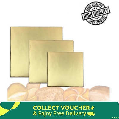 Picture of 8 10 11 Inches Square Cake Boards Combo - Cardboard  Layered Cake Gold Stackable Tart Decorating Base Stand - 3 Pieces -Golden