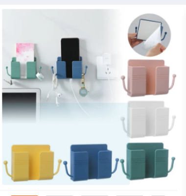 Picture of Phone Charging Bracket Wall Mounted Holder Universal Bedside Stand Container Charger Hook for Universal Mobile Phones -Black