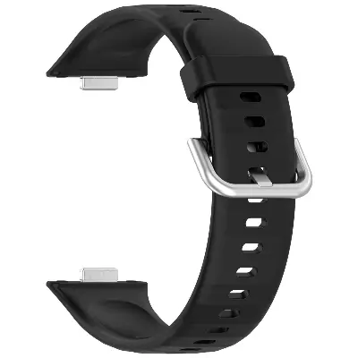 Picture of Huawei Watch Fit 3 Silicone Strap Soft Durable & Adjustable Wristband with Metal Plug Replacement Sport Band for Huawei Watch Fit 3 (Black,Not Specified)