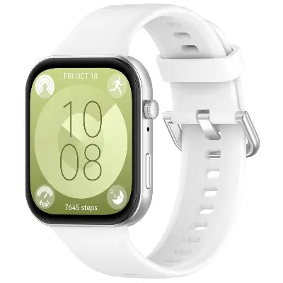 Picture of Huawei Watch Fit 3 Silicone Strap Soft Durable & Adjustable Wristband with Metal Plug Replacement Sport Band for Huawei Watch Fit 3 (White,Not Specified)
