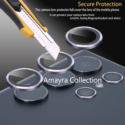 Picture of Samsung Galaxy S24 Ultra 5G 5-PCS Ring Camera Lens Protector 360 Degree Protection Camera Aluminium with Tempered Glass (Titanium Violet)