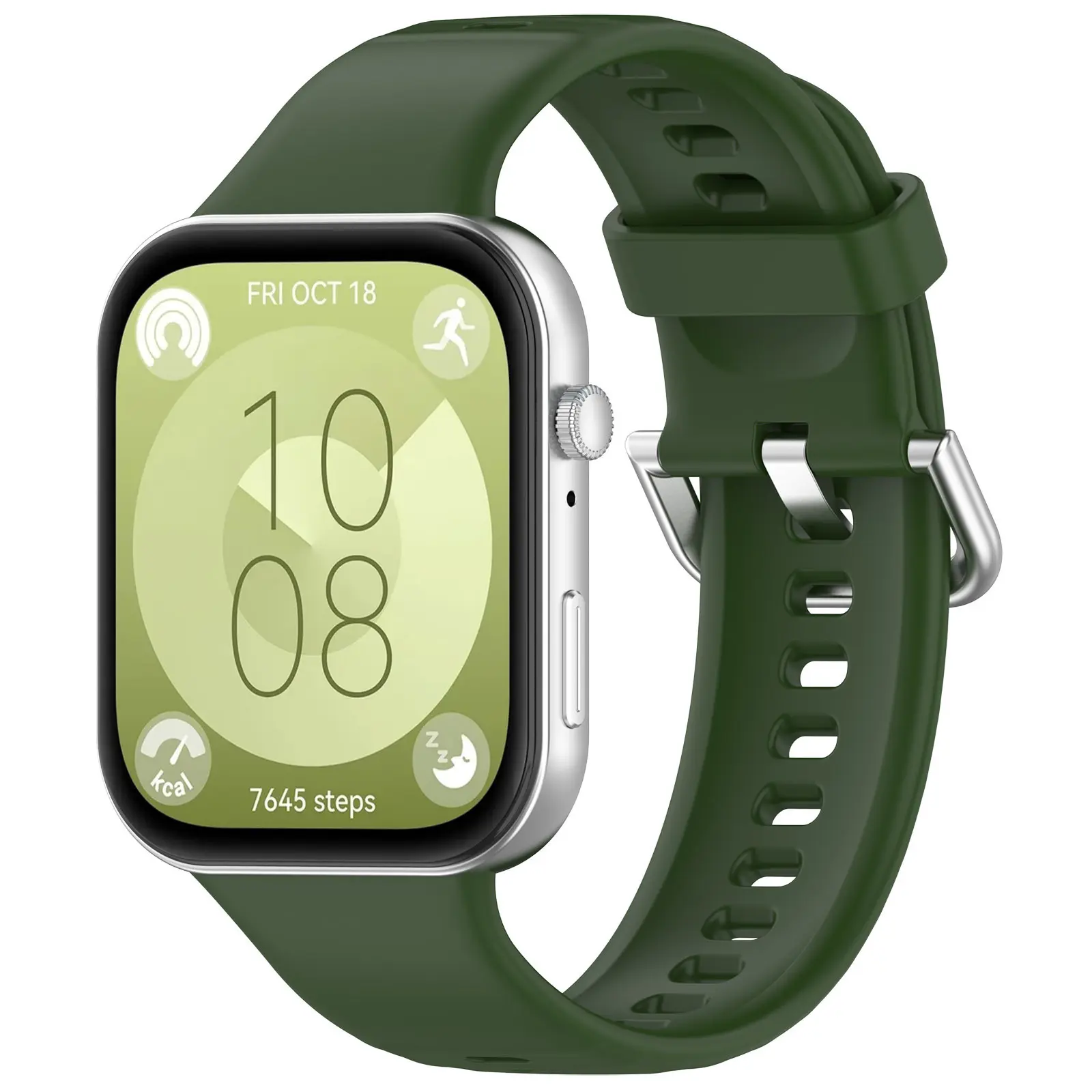 Picture of Huawei Watch Fit 3 Silicone Strap Soft Durable & Adjustable Wristband with Metal Plug Replacement Sport Band for Huawei Watch Fit 3 (Army Green,Not Specified)