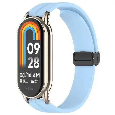 Picture of Mi Band 9 Mi Band 8 Extra Large Silicone Strap for 12mm Magnetic Folding Sport Band Compatible Quick Release for Xiaomi Band 9 & Xiaomi Band 8 (Stretch Blue,Not Specified)
