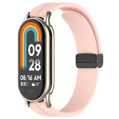 Picture of Mi Band 9 Mi Band 8 Extra Large Silicone Strap for 12mm Magnetic Folding Sport Band Compatible Quick Release for Xiaomi Band 9 & Xiaomi Band 8 (Lotus Root,Not Specified)
