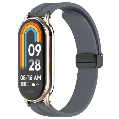 Picture of Mi Band 9 Mi Band 8 Extra Large Silicone Strap for 12mm Magnetic Folding Sport Band Compatible Quick Release for Xiaomi Band 9 & Xiaomi Band 8 (Gray,Not Specified)