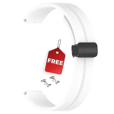 Picture of Mi Band 9 Mi Band 8 Extra Large Silicone Strap for 12mm Magnetic Folding Sport Band Compatible Quick Release for Xiaomi Band 9 & Xiaomi Band 8 (White,Not Specified)