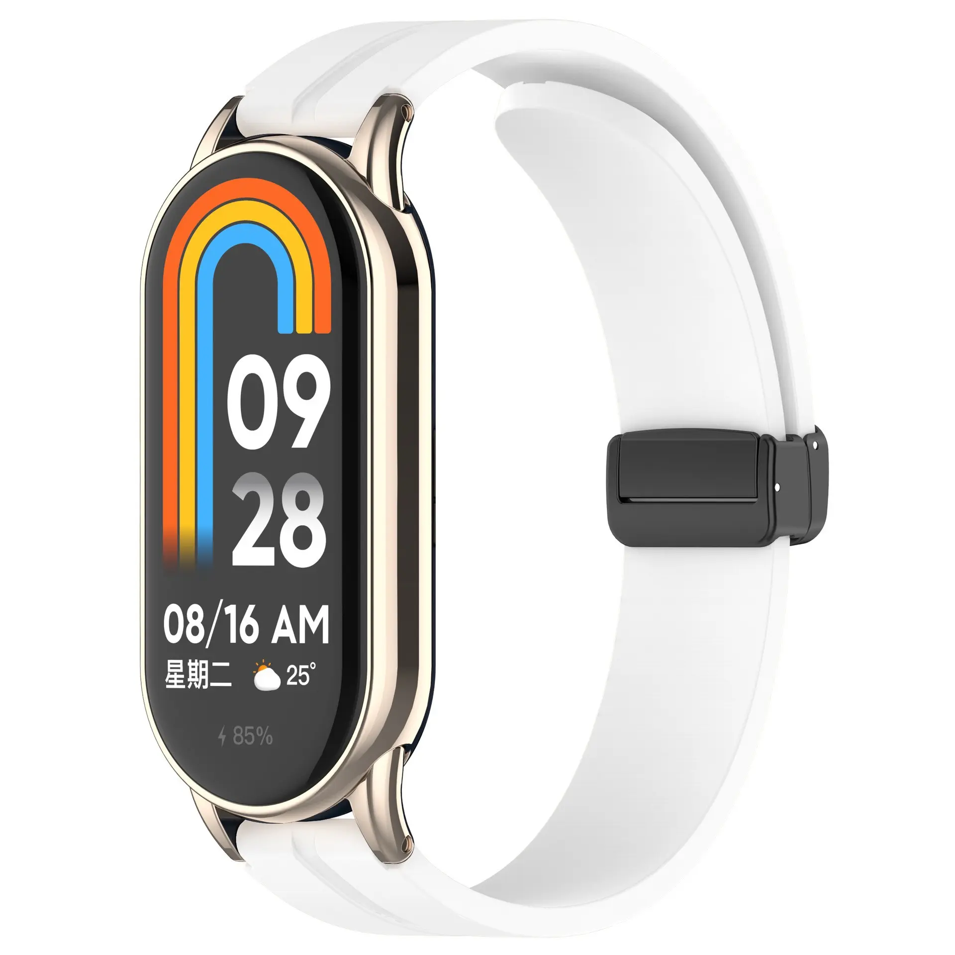 Picture of Mi Band 9 Mi Band 8 Extra Large Silicone Strap for 12mm Magnetic Folding Sport Band Compatible Quick Release for Xiaomi Band 9 & Xiaomi Band 8 (White,Not Specified)