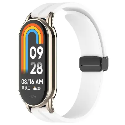 Picture of Mi Band 9 Mi Band 8 Extra Large Silicone Strap for 12mm Magnetic Folding Sport Band Compatible Quick Release for Xiaomi Band 9 & Xiaomi Band 8 (White,Not Specified)