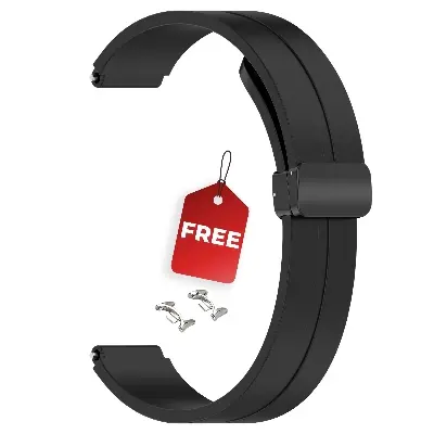 Picture of Mi Band 9 Mi Band 8 Extra Large Silicone Strap for 12mm Magnetic Folding Sport Band Compatible Quick Release for Xiaomi Band 9 & Xiaomi Band 8 (Black,Not Specified)