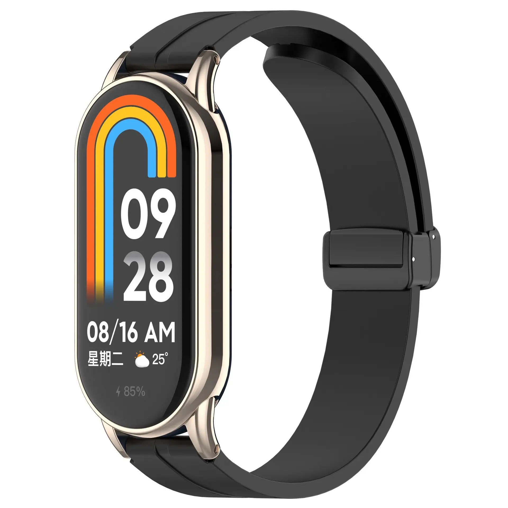Picture of Mi Band 9 Mi Band 8 Extra Large Silicone Strap for 12mm Magnetic Folding Sport Band Compatible Quick Release for Xiaomi Band 9 & Xiaomi Band 8 (Black,Not Specified)