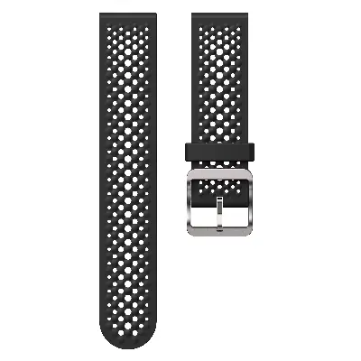 Picture of 22mm Breathable Silicone Sport Strap Soft Sweatproof Perforated Wristband with Stainless Steel Buckle (Black,Not Specified)