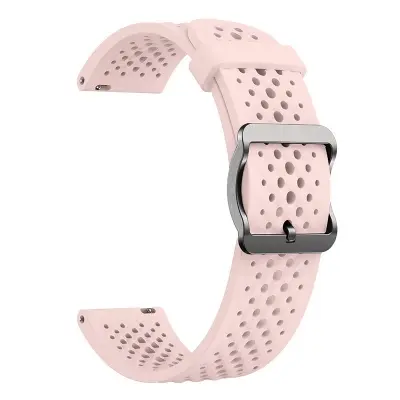 Picture of 22mm Breathable Silicone Sport Strap Soft Sweatproof Perforated Wristband with Stainless Steel Buckle (Light Pink,Not Specified)