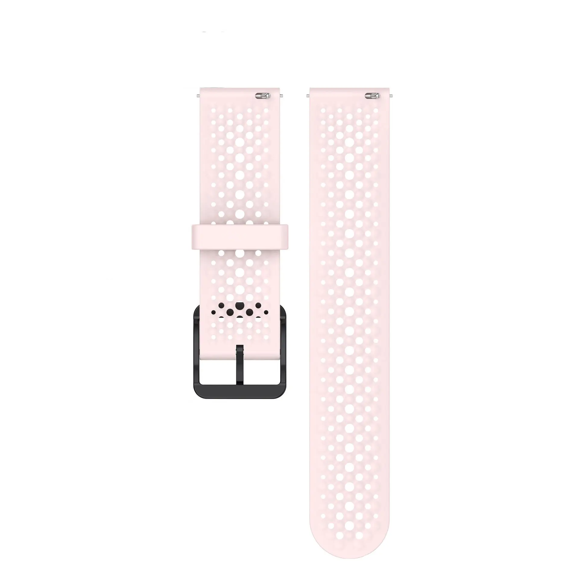 Picture of 22mm Breathable Silicone Sport Strap Soft Sweatproof Perforated Wristband with Stainless Steel Buckle (Light Pink,Not Specified)